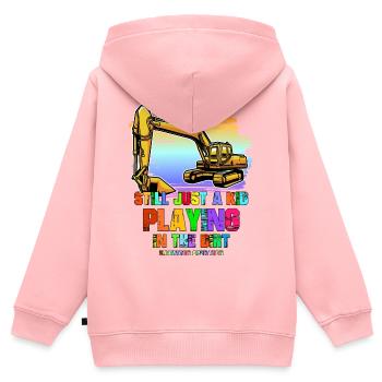 Kleiner Fahrer Im Dreck Baggerfahrer - Kinder Premium Organic Zip Hoodie - Rosa - Hinten - AI Model Kid Female (0cm)