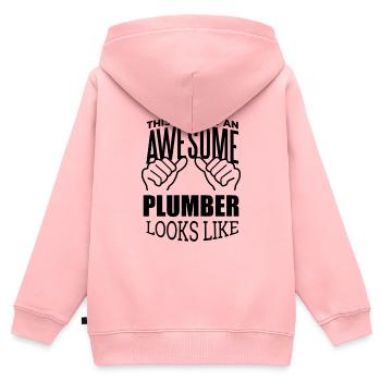 Plombier Plombier Plombier - Sweat Premium à capuche zippé enfant bio - rose - Dos - AI Model Kid Female (0cm)