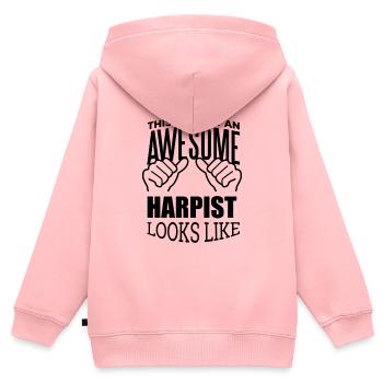 Harpe, harpe, harpe - Sweat Premium à capuche zippé enfant bio - rose - Dos - AI Model Kid Female (0cm)