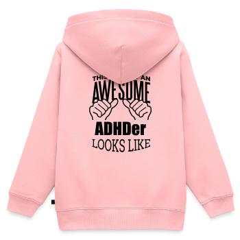 ADHD ADHD ADHD - Kids Premium Organic Zip-up Hoodie - rose - Back - AI Model Kid Female (0cm)