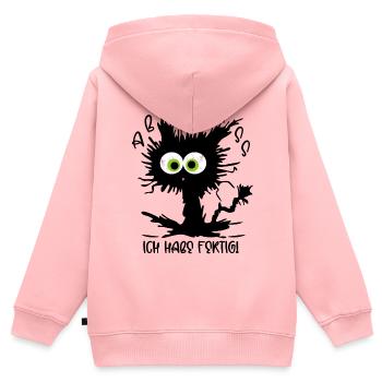 Abschluss 2026 Ich habe fertig - Gestresste Katze - Kinder Premium Organic Zip Hoodie - Rosa - Hinten - AI Model Kid Female (0cm)