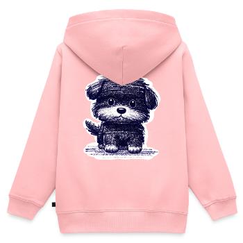 Chiot flou (bleu) - Sweat Premium à capuche zippé enfant bio - rose - Dos - AI Model Kid Female (0cm)