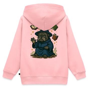Bulldogge Zauberer Casting Magie Fantasy Karikatur - Kinder Premium Organic Zip Hoodie - Rosa - Hinten - AI Model Kid Female (0cm)
