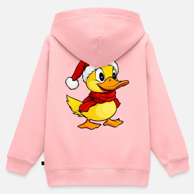 Noël des Canards / Canetonne - Sweat Premium à capuche zippé enfant bio - rose