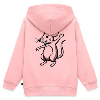 Maus Tanzen Springen Lachen Hüpfen Winken Feiern - Kinder Premium Organic Zip Hoodie - Rosa - Hinten - AI Model Kid Female (0cm)