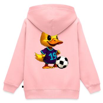 Entchen Fussball - Kinder Premium Organic Zip Hoodie - Rosa - Hinten - AI Model Kid Female (0cm)