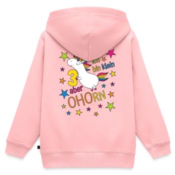3 ans Fille Licorne Je suis petite mais érable - Sweat Premium à capuche zippé enfant bio - rose - Dos - AI Model Kid Female (0cm)