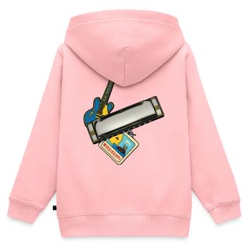 THE BLUES ROAD #1 - sound & vision - Sweat Premium à capuche zippé enfant bio - rose - Dos - AI Model Kid Female (0cm)