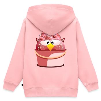 NACHTEULE PUTZTAG - Kinder Premium Organic Zip Hoodie - Rosa - Hinten - AI Model Kid Female (0cm)