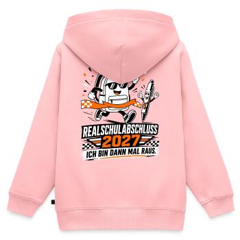 Realschulabschluss 2027, ich bin dann mal raus. - Kinder Premium Organic Zip Hoodie - Rosa - Hinten - AI Model Kid Female (0cm)