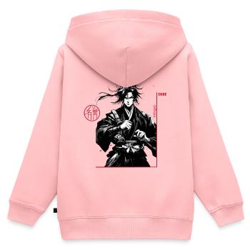 Samouraï - Sweat Premium à capuche zippé enfant bio - rose - Dos - AI Model Kid Female (0cm)