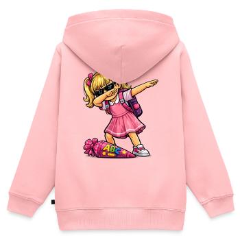 Dabbing ABC-Schützin (blond) - Kinder Premium Organic Zip Hoodie - Rosa - Hinten - AI Model Kid Female (0cm)