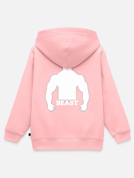 Beast Kraftsilhouette Druck - Kinder Premium Organic Zip Hoodie - Rosa