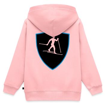 Langlauf Schild - Kinder Premium Organic Zip Hoodie - Rosa - Hinten - AI Model Kid Female (0cm)