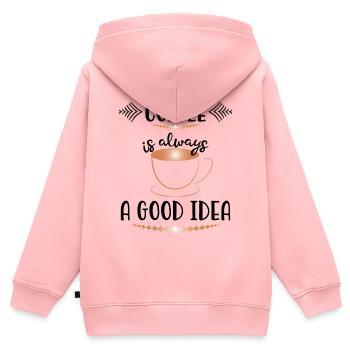 Tasse à café en cuivre Art déco - Sweat Premium à capuche zippé enfant bio - rose - Dos - AI Model Kid Female (0cm)