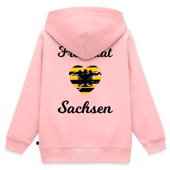 Freistaat Sachsen - Kinder Premium Organic Zip Hoodie - Rosa - Hinten - AI Model Kid Female (0cm)