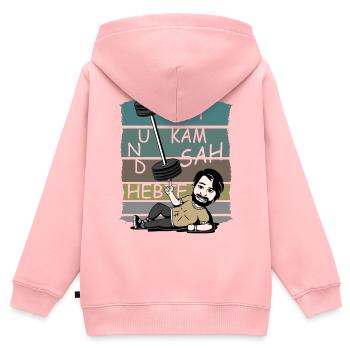 Ich kam sah und Hebte - Kinder Premium Organic Zip Hoodie - Rosa - Hinten - AI Model Kid Female (0cm)