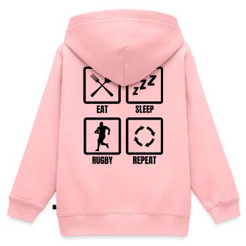 Täglicher Rugby Spielplan - Kinder Premium Organic Zip Hoodie - Rosa - Hinten - AI Model Kid Female (0cm)