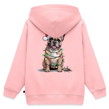Festliche Bulldogge mit Weihnachtslichtern - Kinder Premium Organic Zip Hoodie - Rosa - Hinten - AI Model Kid Female (0cm)