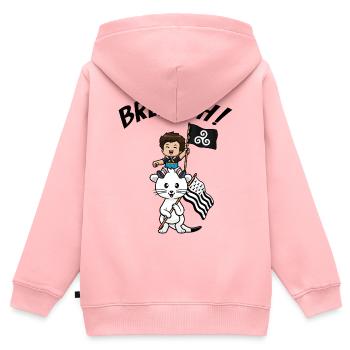 Brittany Breizh Hermine Breton Kind Gwenn ha Du - Kinder Premium Organic Zip Hoodie - Rosa - Hinten - AI Model Kid Female (0cm)
