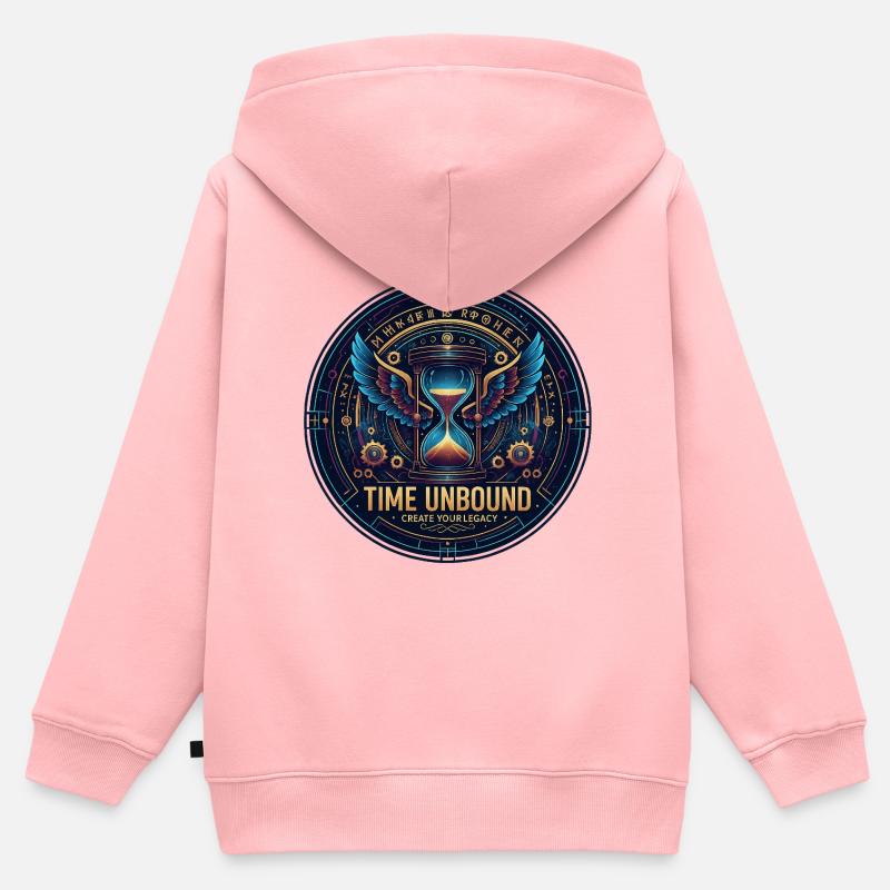 Temps Libéré – Sablier Steampunk avec Ailes - Sweat Premium à capuche zippé enfant bio - rose