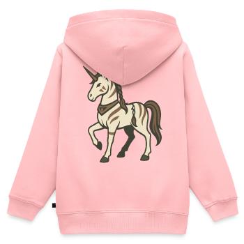 Stammeskrieger-Einhorn mit Zöpfen und Markierungen - Kinder Premium Organic Zip Hoodie - Rosa - Hinten - AI Model Kid Female (0cm)