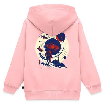 Astronaut am kosmischen Portal - Kinder Premium Organic Zip Hoodie - Rosa - Hinten - AI Model Kid Female (0cm)