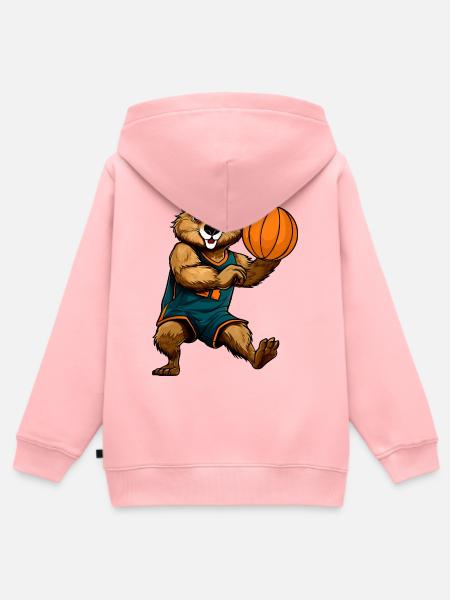 Biber Basketball - Kinder Premium Organic Zip Hoodie - Rosa