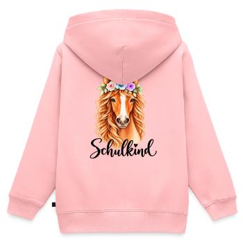 Schulkind T-Shirt zur EInschulung mit Pferd - Kinder Premium Organic Zip Hoodie - Rosa - Hinten - AI Model Kid Female (0cm)