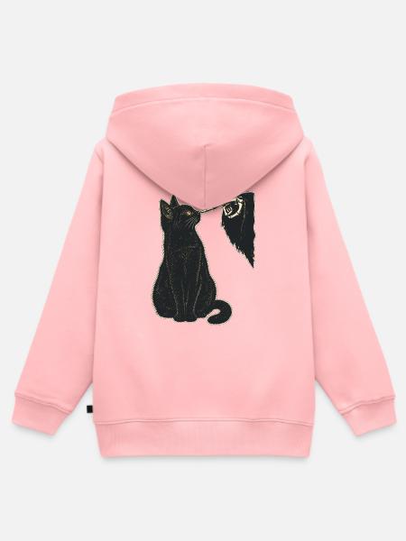 Boop – Schwarze Katze und Knochenhand - Kinder Premium Organic Zip Hoodie - Rosa