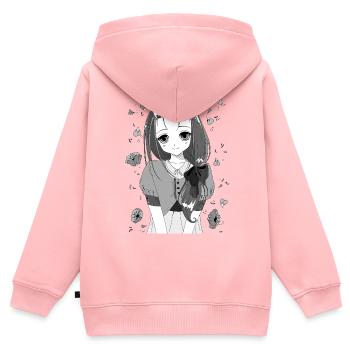 manga - Kinder Premium Organic Zip Hoodie - Rosa - Hinten - AI Model Kid Female (0cm)