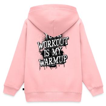 Votre séance d’entraînement mon warmup - Musculation - Fitness - Sweat Premium à capuche zippé enfant bio - rose - Dos - AI Model Kid Female (0cm)