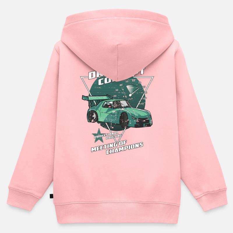 Drift Auto - Premium børne zip-hættetrøje økologisk - rosa