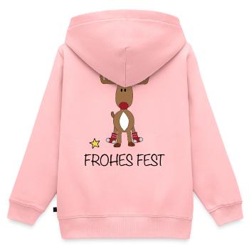 Frohes Fest - Kinder Premium Organic Zip Hoodie - Rosa - Hinten - AI Model Kid Female (0cm)