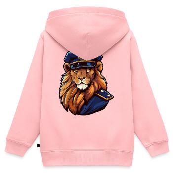 Polizei Löwin - Kinder Premium Organic Zip Hoodie - Rosa - Hinten - AI Model Kid Female (0cm)