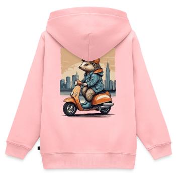 Süßer Igel auf Motorroller - Kinder Premium Organic Zip Hoodie - Rosa - Hinten - AI Model Kid Female (0cm)