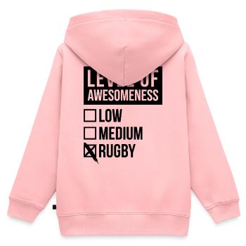 Rugby Rugby Rugby - Kinder Premium Organic Zip Hoodie - Rosa - Hinten - AI Model Kid Female (0cm)