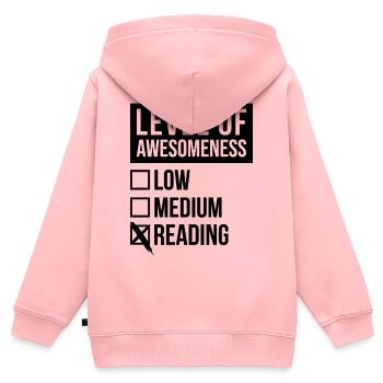 Reading Reading Reading - Kids Premium Organic Zip-up Hoodie - rose - Back - AI Model Kid Female (0cm)