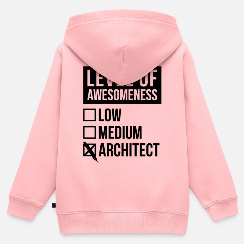 architecte - Sweat Premium à capuche zippé enfant bio - rose