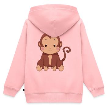 Affe - Kinder Premium Organic Zip Hoodie - Rosa - Hinten - AI Model Kid Female (0cm)