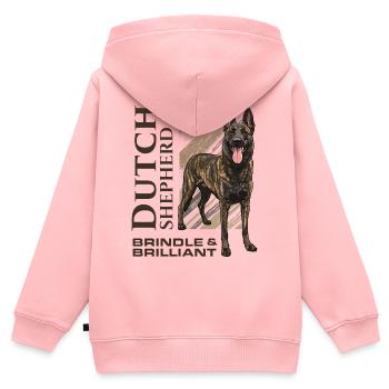 Berger hollandais - Dutchie - Sweat Premium à capuche zippé enfant bio - rose - Dos - AI Model Kid Female (0cm)