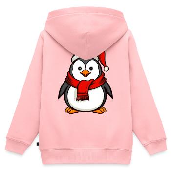 Pinguine Weihnachten - Kinder Premium Organic Zip Hoodie - Rosa - Hinten - AI Model Kid Female (0cm)