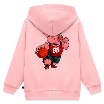 Schweinchen Basketballerin / Basketball Schweinche - Kinder Premium Organic Zip Hoodie - Rosa - Hinten - AI Model Kid Female (0cm)