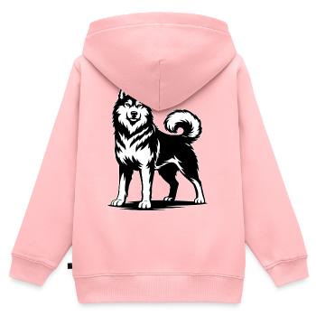 Malamute d’Alaska dans une pose fière - Sweat Premium à capuche zippé enfant bio - rose - Dos - AI Model Kid Female (0cm)