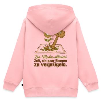 Anti-Stress Zen Modus Blumen Hammer - Kinder Premium Organic Zip Hoodie - Rosa - Hinten - AI Model Kid Female (0cm)