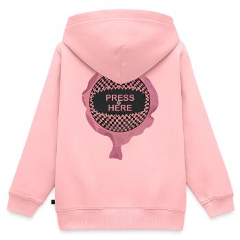 Fart Pillow Press Here - Kids Premium Organic Zip-up Hoodie - rose - Back - AI Model Kid Female (0cm)