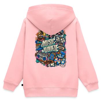 Music Junkie – Retro Musik Collage - Kinder Premium Organic Zip Hoodie - Rosa - Hinten - AI Model Kid Female (0cm)