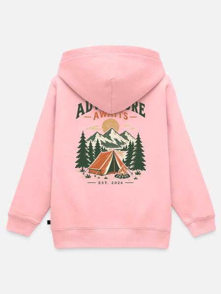 Abenteuer wartet am Zeltplatz - Kinder Premium Organic Zip Hoodie - Rosa