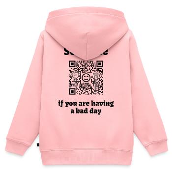 QR-Code mit liebevoller Botschaft - Kinder Premium Organic Zip Hoodie - Rosa - Hinten - AI Model Kid Female (0cm)