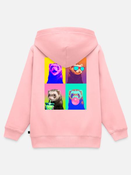 Ferret Frettchen - Kinder Premium Organic Zip Hoodie - Rosa